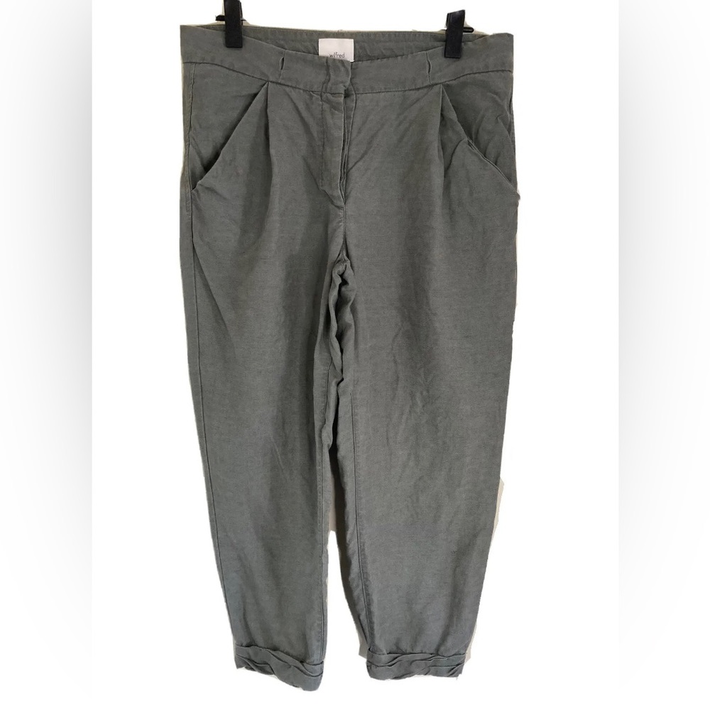 Aritzia Wilfred Allant Linen Pants Size 8 Cropped  Olive Green